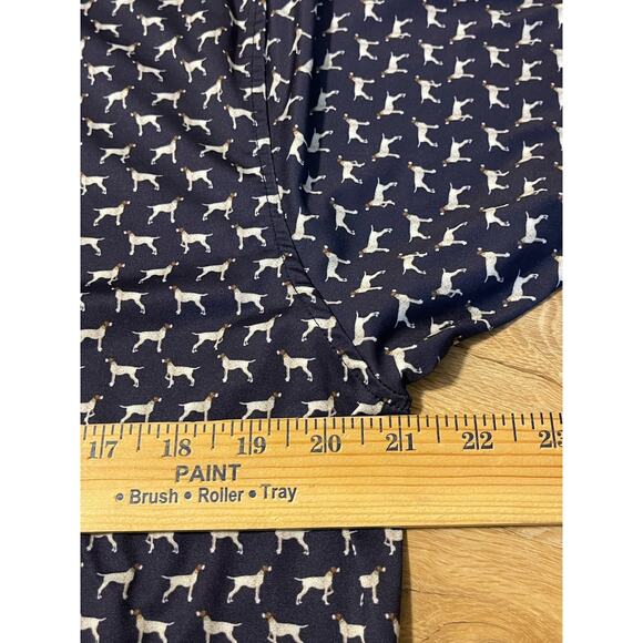 Rhoback Mens Performance Golf Polo Size M “The GSP” Short Sleeve Dog Print Navy - Picture 7 of 9